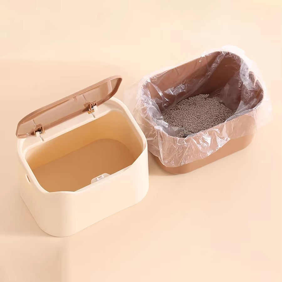 Cat Litter Box Portable Bedpan Removable Full-Closed Kitty Litter Pan Potty Toilet for Rabbit Medium Large Cats Small Animals